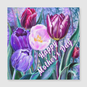 Tarjeta magnética del Día de la Madre con tulipane