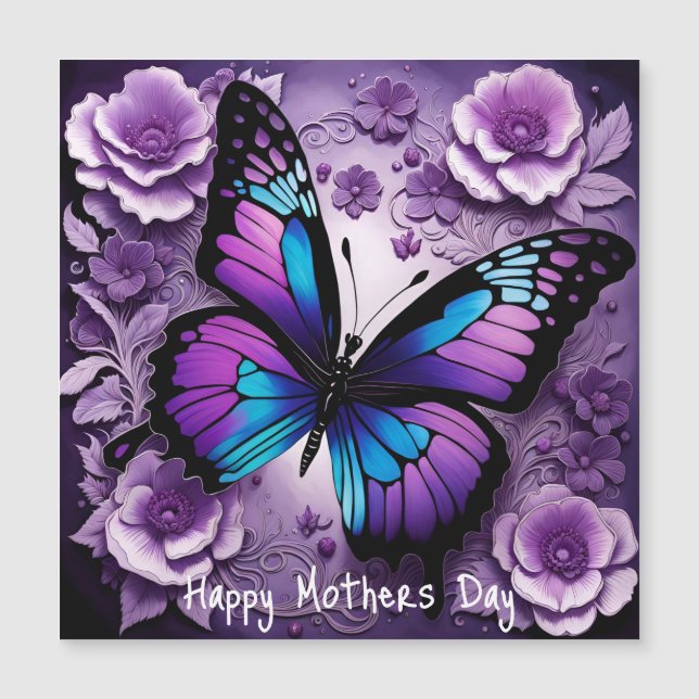 Tarjeta magnética del Día de la Madre floral de ma (Anverso)