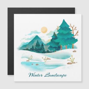 Tarjeta magnética del paisaje invernal