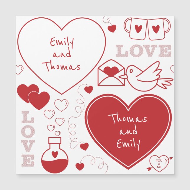 Tarjeta magnética del patrón de San Valentín - roj (Anverso)