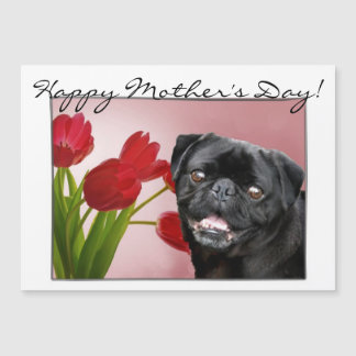Tarjeta magnética del pug del día de la madre feli