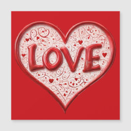 Tarjeta magnética del refrigerador rojo del corazó