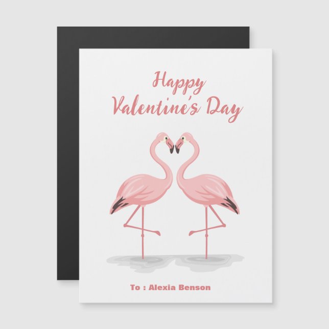 Tarjeta magnética Flamingo Personalizado Valentine (Anverso/Reverso)