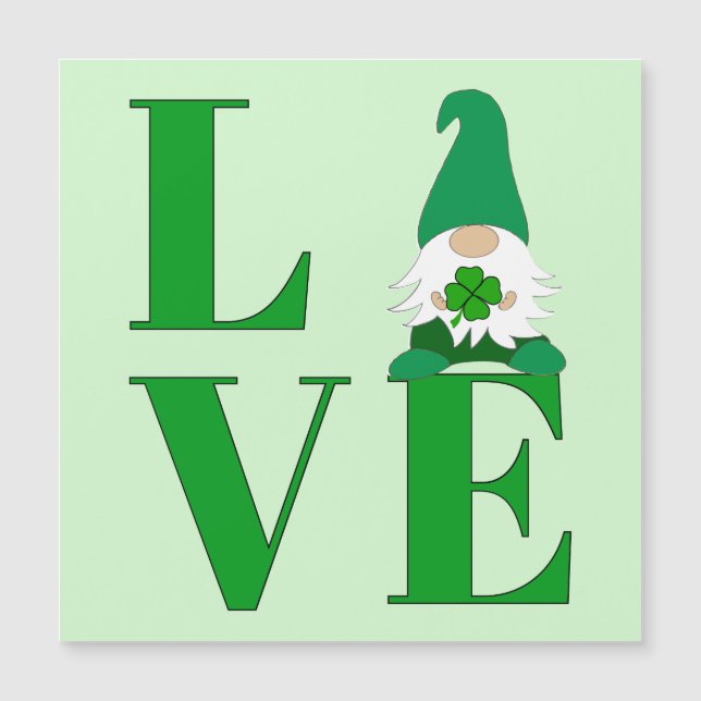 Tarjeta magnética gnome irlandesa de amor (Anverso)