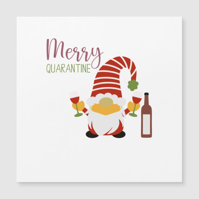 Tarjeta magnética Gnome Navidades de Cuarentena Me (Anverso)