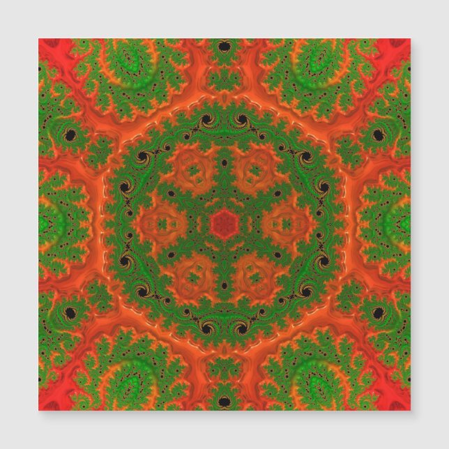 Tarjeta magnética naranja y verde Kaleidoscopio (Anverso)