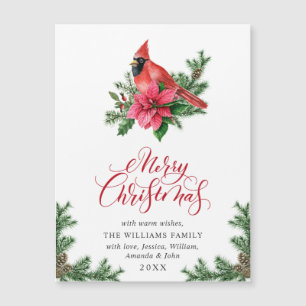 Tarjeta magnética navideña para cardenales rojos