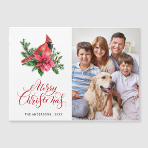 Tarjeta magnética navideña para cardenales rojos