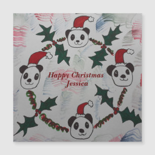 Tarjeta magnética Panda para navidades