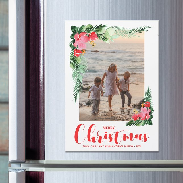 Tarjeta magnética para Navidades de acuarela flora (Subido por el creador)