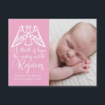 Tarjeta magnética para Navidades de ángel rosado d<br><div class="desc">Un ángel elegante se sienta sobre las letras de las letras de O Holy Night de los Navidades en esta hermosa tarjeta de vacaciones magnética rosa y blanca. Una emoción de esperanza, el mundo cansado se regocija. Disfruta con esta preciosa tarjeta de anuncio de nacimiento con una caligrafía magnífica y...</div>