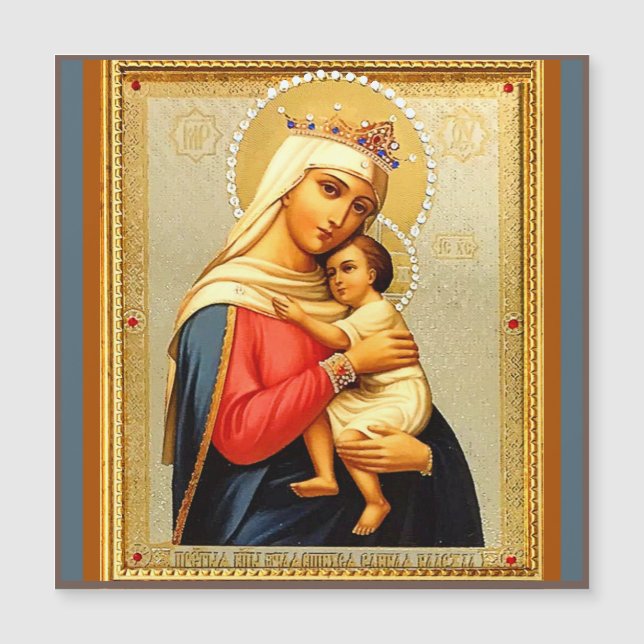 Tarjeta magnética para Navidades Madonna y niños (Anverso)