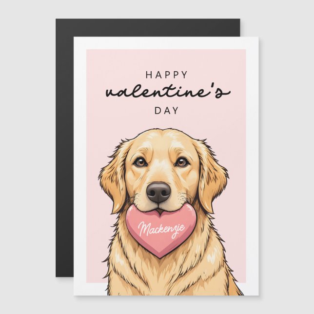 Tarjeta Magnética Perro con Corazón Feliz Día de S (Anverso/Reverso)