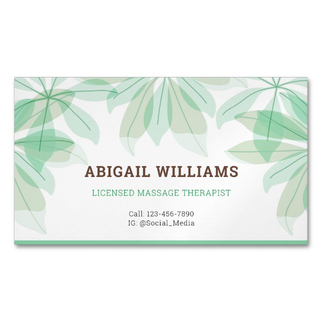 Tarjeta magnética: Servicio Terapéutico de Masaje (Anverso)