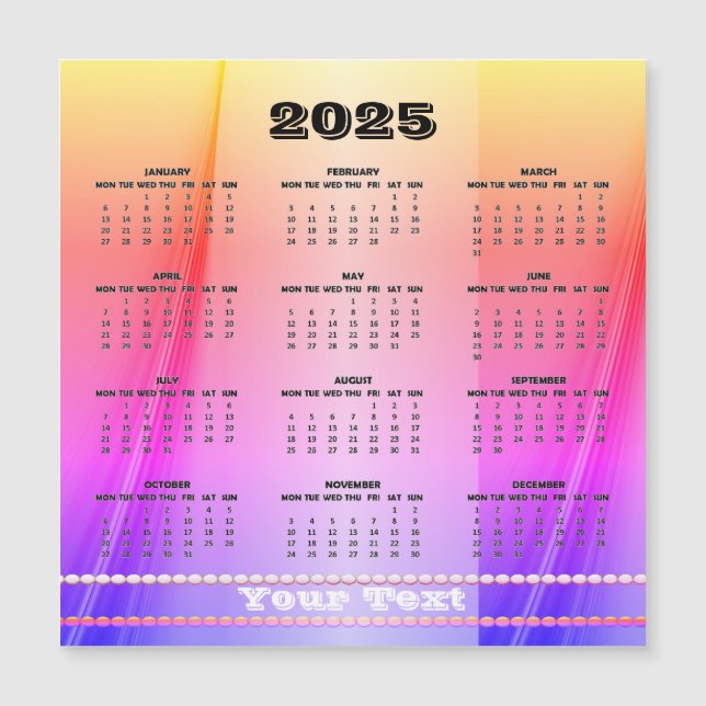 Tarjeta magnética simple y completa de Calendario  (Anverso)