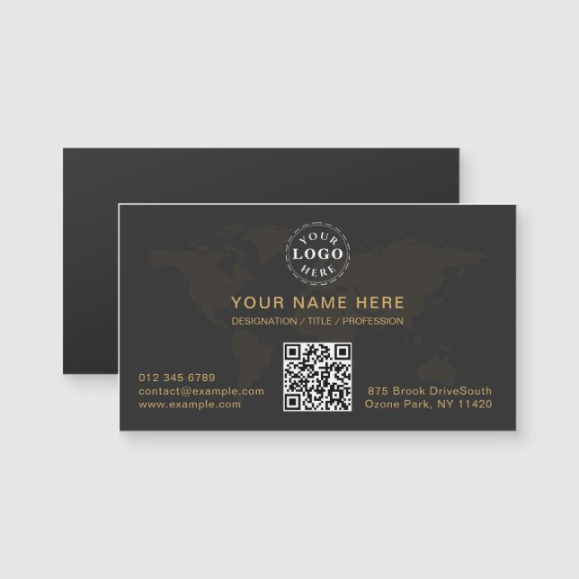 Tarjeta magnética Sleek Black Gold Personalizada p (Anverso/Reverso)