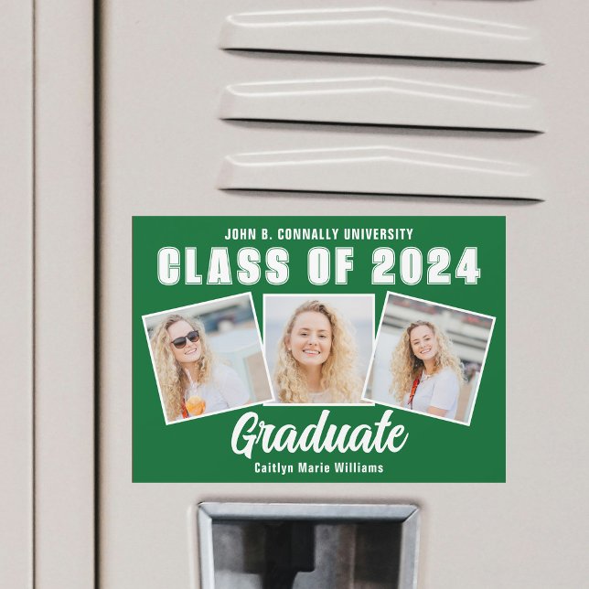 Tarjeta magnética verde de Collage de fotos de gra (Subido por el creador)