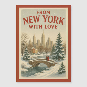 Tarjeta Magnética Vintage De Nueva York Con Amor