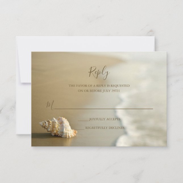Tarjeta magnífica de RSVP de la boda de playa del (Anverso)
