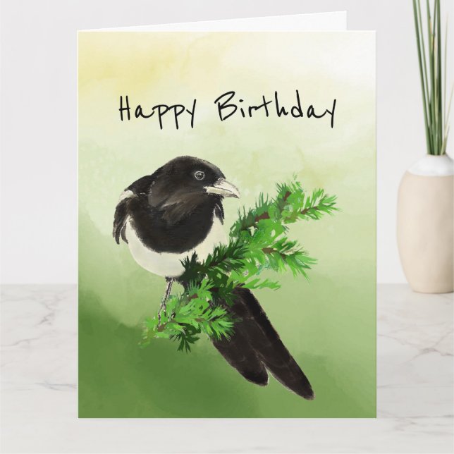 Tarjeta Magnífica persona Magpie Bird Naturaleza cumpleaño (Anverso)