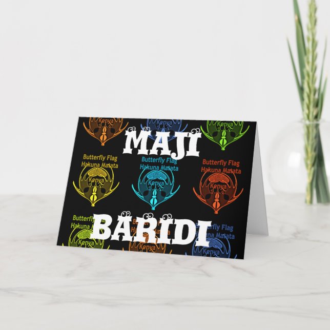 Tarjeta Magnífica tipografía con bandera de mariposa kenia (Anverso)