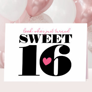 Tarjeta Magnífica tipografía retro dulce dieciséis rosa bl