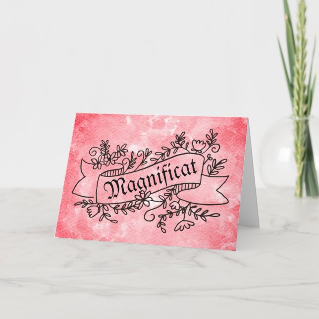 Tarjeta Magnífica Virgen María Himno de alabanza acuarela (Anverso)