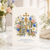 Magnificat Virgen María Azul Floral Católica