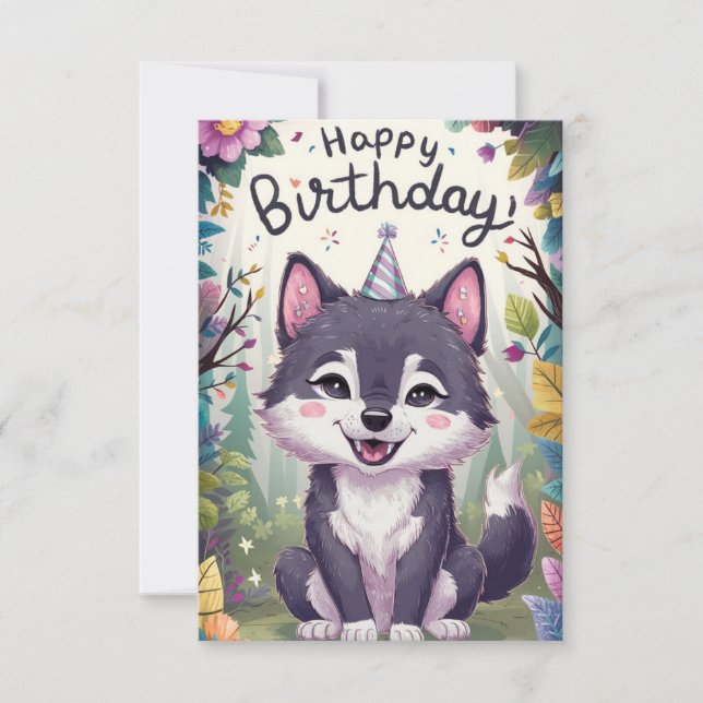 Tarjeta Magnífico cumpleaños digital Wolf (Anverso)