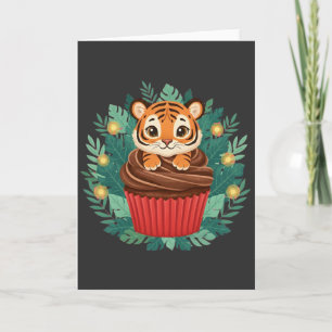 Tarjeta Magnífico Cupcake de Tigre Bebé Animal de la Jungl