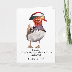 Tarjeta Magnífico trato gracioso con el pato mandarín