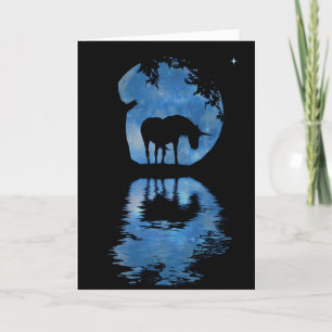 Tarjeta Magnífico unicornio y cumpleaños feliz de la luna