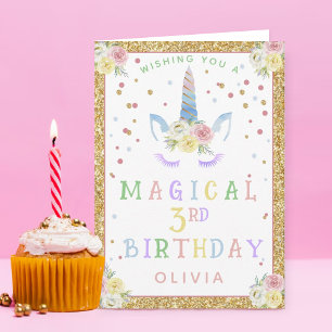 Tarjeta Magníficos Chicas unicornios cualquier cumpleaños