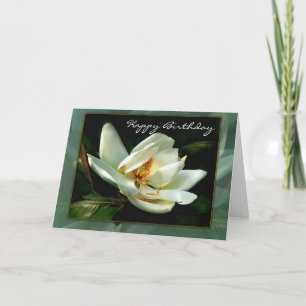 Tarjeta Magnolia blanca con frontera verde