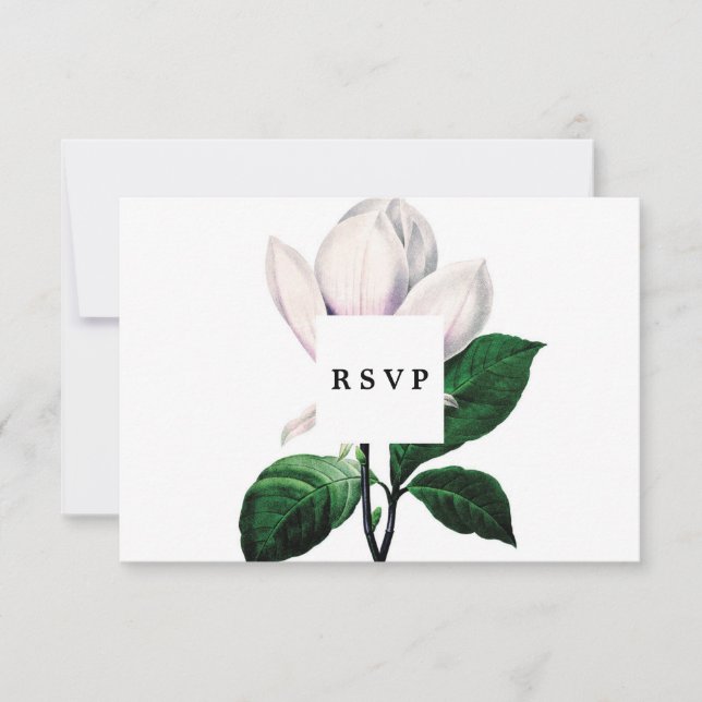tarjeta magnolia boda de ducha de novia rsvp (Anverso)