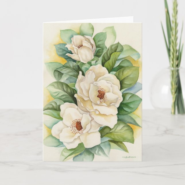 Tarjeta Magnolia Flor acuarela Art - Multi (Anverso)