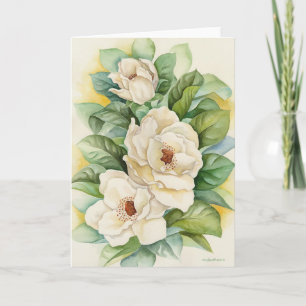 Tarjeta Magnolia Flor acuarela Art - Multi