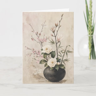 Tarjeta Magnolia Japonesa Saludo Flor de Cerezo Zen