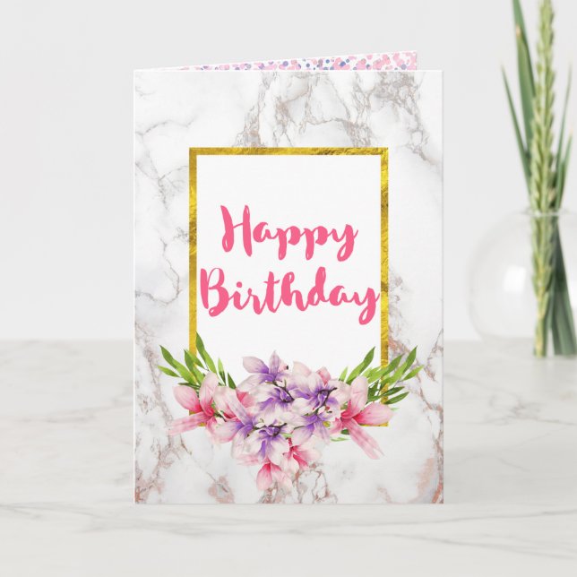 Tarjeta Magnolias acuarelas, Nacimiento de Diseño de Mármo (Anverso)