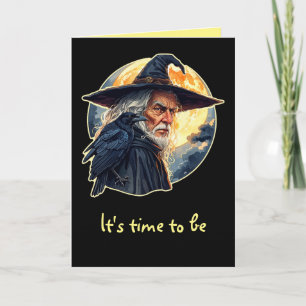 Tarjeta Mago con un Cuervo - Diversión para Fans de Hallow