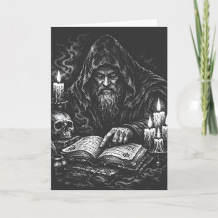 Tarjeta Mago estudiando el grimorio — por BurnsInHell