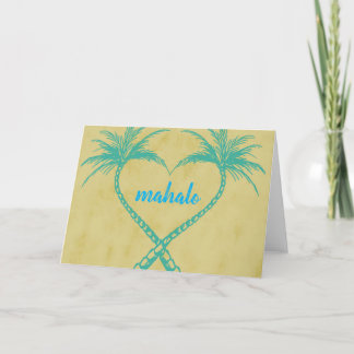 Tarjeta "Mahalo" Palm Trees Heart Gracias