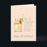 Tarjeta Mai Tai Cocktail 21st Happy Birthday Card<br><div class="desc">¡Esta tarjeta de felicitación Mai Tai es la manera perfecta de decir feliz 21 cumpleaños! Incluye una receta de cóctel en onzas en la parte delantera y mililitros en la parte posterior. Puede personalizar este diseño haciendo clic en "Personalizar esta plantilla" o si desea cambiar el tipo de letra, los...</div>
