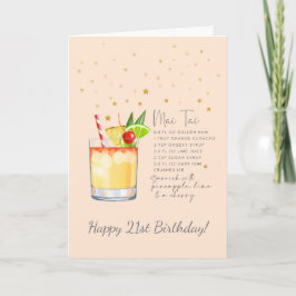 Tarjeta Mai Tai Cocktail 21st Happy Birthday Card