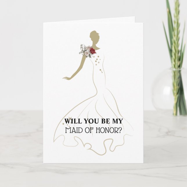 Tarjeta Maid of Honor | Novia con vestido boda (Anverso)