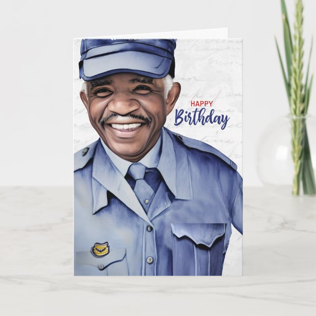 Tarjeta Mail Carrier African American Male Birthday (Anverso)