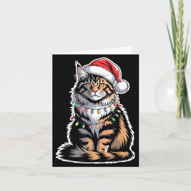 Tarjeta Maine Coon Cat Christmas Xmas Kitten Kitty Lover M (Anverso)