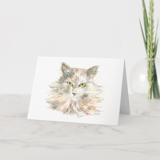 Tarjeta Maine Coon Cat Watercolor ard (Anverso)