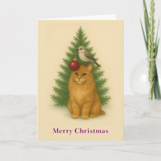 Tarjeta Maine Coon Christmas Card | Vintage Cat | Printabl