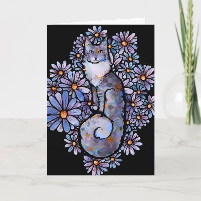 Tarjeta Maine Coon Diluir Calico Cat Purple (Anverso)